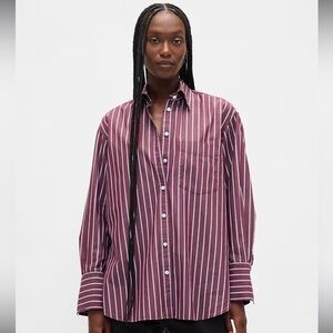 Gap Big Shirt in Purple Burgundy Stripe
